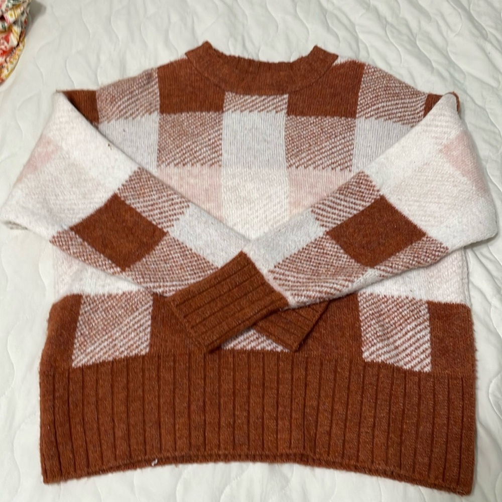 a new day Plaid Pullover Crewneck Sweater